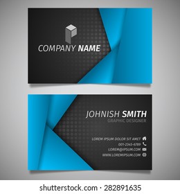 Modern Creative Simple Business Card Black And Blue Polygon Template Vector