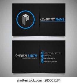 modern creative simple business card black and blue template vector design