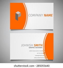 modern creative simple business card white and orange curve template vector design