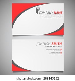 modern creative simple business card white and red curve template vector design