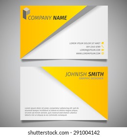modern creative simple business card white and yellow design template vector