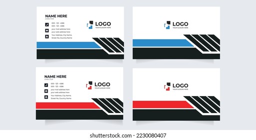 modern creative simple and clean business card design, horizontal business card, red abstract unique luxury and professional name card design