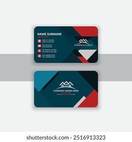 Tarjeta de visita limpia simple creativa moderna o Plantilla de diseño de tarjeta de visita, combinaciones negras y rojas