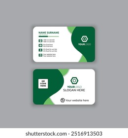 Modern creative simple clean business card or visiting card design template, White and green combination template