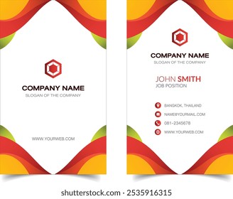 Modern creative simple clean business card. Double sided business card template layout. Vertical visiting card. Vector illustration
