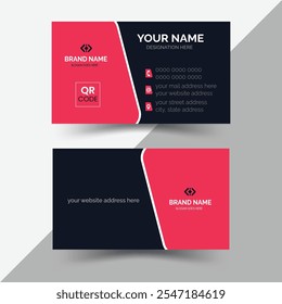 Modern creative and simple double-sided landscape orientation clean vector corporate business card template with multiple color for business and personal use illustration design