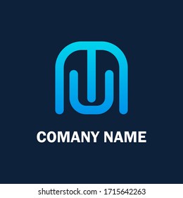 modern creative simple minimal m and u letter joint logo design.u,m letter logo