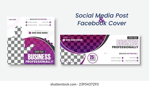 modern creative social media post banner and facebook cover template