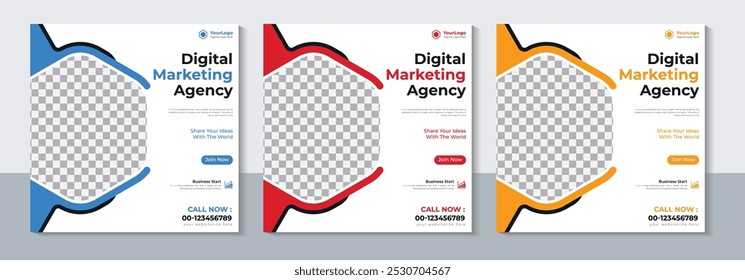 Modern Creative Social Media Post Template, Corporate Social Media Banner Design, Marketing, Web Banner, Sale, Vector Illustration