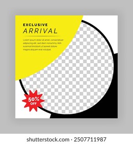 Modern Creative Social Media Poster Design. Minimalist Marketing Banner with Black and Yellow Color, Abstract Shapes, Post, Flyer, Ad, Promo, etc.