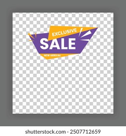 Modern Creative Social Media Poster Design. Minimalist Marketing Banner with Purple and Yellow Color, Abstract Shapes, Post, Flyer, Ad, Promo, etc.