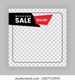 Modern Creative Social Media Poster Design. Minimalist Marketing Banner with Black and Red Color, Abstract Shapes, Post, Flyer, Ad, Promo, etc.