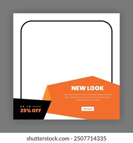 Modern Creative Social Media Poster Design. Minimalist Marketing Banner with Black and Orange Color, Abstract Shapes, Post, Flyer, Ad, Promo, etc.