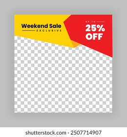 Modern Creative Social Media Poster Design. Minimalist Marketing Banner with Red, Orange and Yellow Color, Abstract Shapes, Post, Flyer, Ad, Promo, etc.