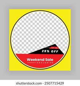 Modern Creative Social Media Poster Design. Minimalist Marketing Banner with Red, Black and Yellow Color, Abstract Shapes, Post, Flyer, Ad, Promo, etc.