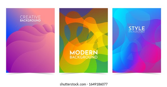 Modern, creative, style abstract covers set. Cool gradient shapes composition. Eps10 vector.  Vertical illustration. Minimum vector coverage. Creative fluid backgrounds from current forms to design 