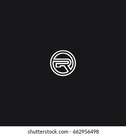 Modern creative stylish trendy circular shaped sports brand black and white color RR R initial based letter icon logo.