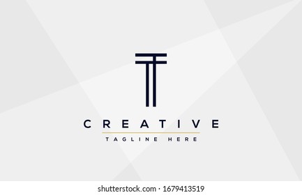 Diseño y plantilla modernos y creativos de logotipos T. Icono de T TT: monograma y letras en vector.