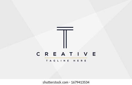 Diseño y plantilla modernos y creativos de logotipos T. Icono de T TT: monograma y letras en vector.