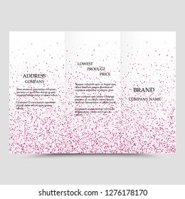Modern creative template of three business brochures with pink abstract shine.