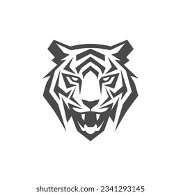Modern, Creative Tiger Head Geometric Logo vector illustration isolated on background, Angry Tiger Logo, Tiger, Jaguar, Leopard, Panther Head logo vector, Animal Silhouette Symbol, E Sports team logo