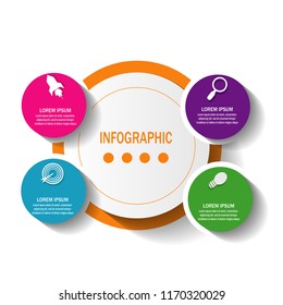 Modern creative timeline infographic element template  with 4 options illustration vector