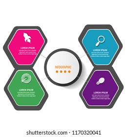 Modern creative timeline infographic element template  with 4 options illustration vector