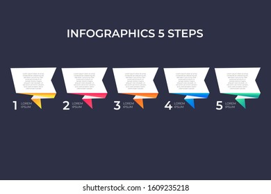 Modern and creative timeline infographic with five steps design vector. Can be used for process, annual report, presentation, interface, education, diagram, workflow layout, info graph, web design.