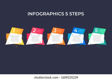 Modern and creative timeline infographic with five steps design vector. Can be used for process, annual report, presentation, interface, education, diagram, workflow layout, info graph, web design.