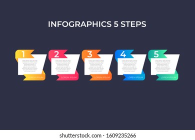 Modern and creative timeline infographic with five steps design vector. Can be used for process, annual report, presentation, interface, education, diagram, workflow layout, info graph, web design.