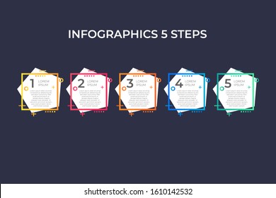 Modern and creative timeline infographic with five steps design vector. Can be used for process, annual report, presentation, interface, education, diagram, workflow layout, info graph, web design.