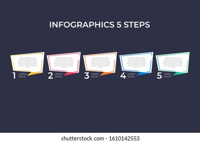 Modern and creative timeline infographic with five steps design vector. Can be used for process, annual report, presentation, interface, education, diagram, workflow layout, info graph, web design.