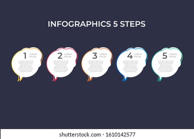 Modern and creative timeline infographic with five steps design vector. Can be used for process, annual report, presentation, interface, education, diagram, workflow layout, info graph, web design.