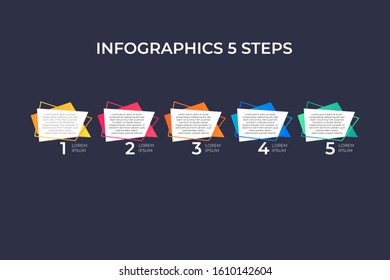 Modern and creative timeline infographic with five steps design vector. Can be used for process, annual report, presentation, interface, education, diagram, workflow layout, info graph, web design.