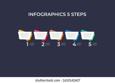 Modern and creative timeline infographic with five steps design vector. Can be used for process, annual report, presentation, interface, education, diagram, workflow layout, info graph, web design.