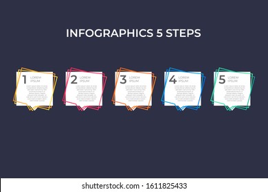 Modern and creative timeline infographic with five steps design vector. Can be used for process, annual report, presentation, interface, education, diagram, workflow layout, infograph, web design.