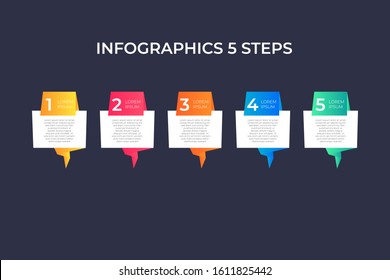 Modern and creative timeline infographic with five steps design vector. Can be used for process, annual report, presentation, interface, education, diagram, workflow layout, infograph, web design.