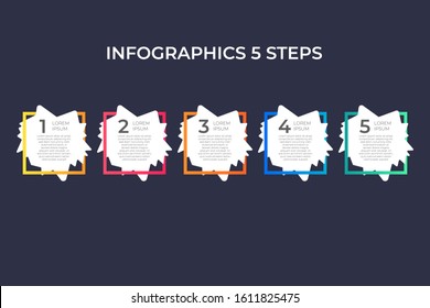 Modern and creative timeline infographic with five steps design vector. Can be used for process, annual report, presentation, interface, education, diagram, workflow layout, infograph, web design.