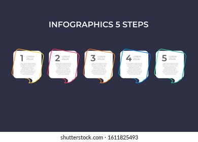 Modern and creative timeline infographic with five steps design vector. Can be used for process, annual report, presentation, interface, education, diagram, workflow layout, infograph, web design.