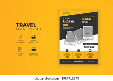 Modern Creative Travel Tour Flyer Template Design With Clean Design