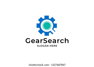 Modern Creative trendy unique gear and search logo. Machine icon
