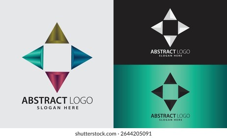 Design de logotipo abstrato geométrico triangular criativo moderno feito de triângulo de gradiente metálico Excelente para a identidade corporativa, marcas de software, start-ups, logística, marca financeira, empresas de consultoria