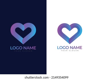 Modern Creative Two Concept Love Relation Logo With Gradient Colour And Premium Vector