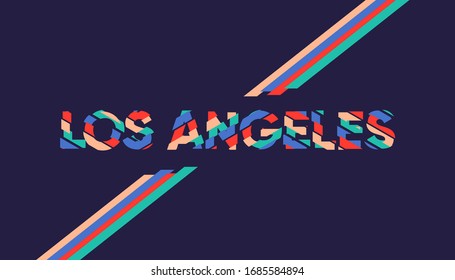 Modern and creative typography city of los angeles usa with break apart style and random formation stripe for background wallpaper or cloth shirt fashion design