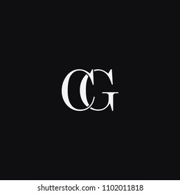 Modern creative unique elegant CG GC C G artistic minimal black and white color initial based letter icon logo