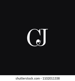 Modern creative unique elegant CJ JC C J artistic minimal black and white color initial based letter icon logo