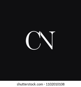 Modern creative unique elegant CN NC C N artistic minimal black and white color initial based letter icon logo