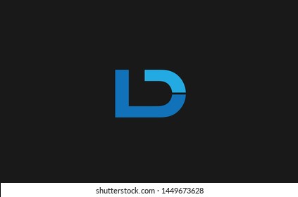 Modern creative unique elegant minimal artistic blue color LD DL L D initial based letter icon logo