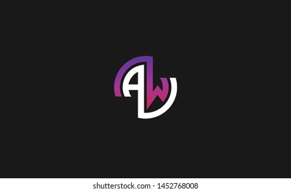Modern creative unique elegant minimal artistic purple and white color AW WA A W initial based letter icon logo