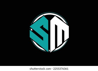 Modern creative unique elegant minimal artistic blue and white color MS SM M S initial based letter icon logo.